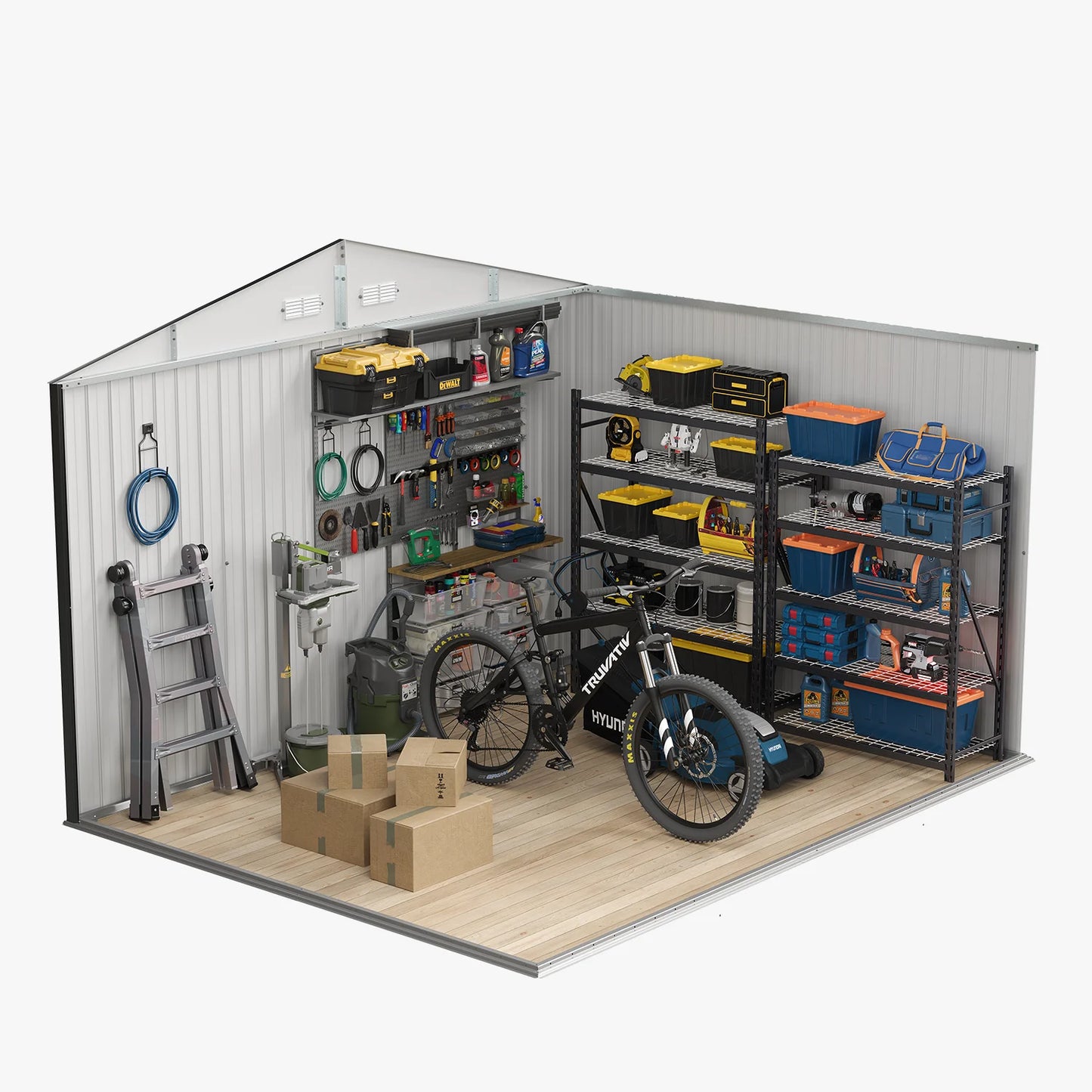 Clouddwell 10 x 8 FT Shed Outdoor Storage Shed with Double Hinged Large Door, Large Metal Shed with Lockable Door & Sloped Roof for Garden, Patio and Backyard, Black