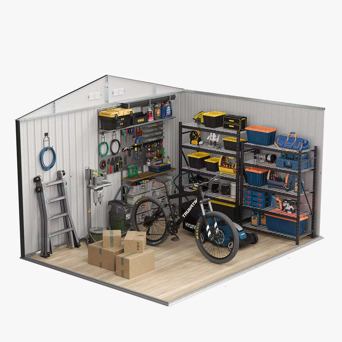 LazySunsets 10 x 8FT Shed Outdoor Storage Shed with Double Door, Large Metal Shed with Lockable Door & Sloped Roof for Garden, Backyard, Patio and Backyard, Black