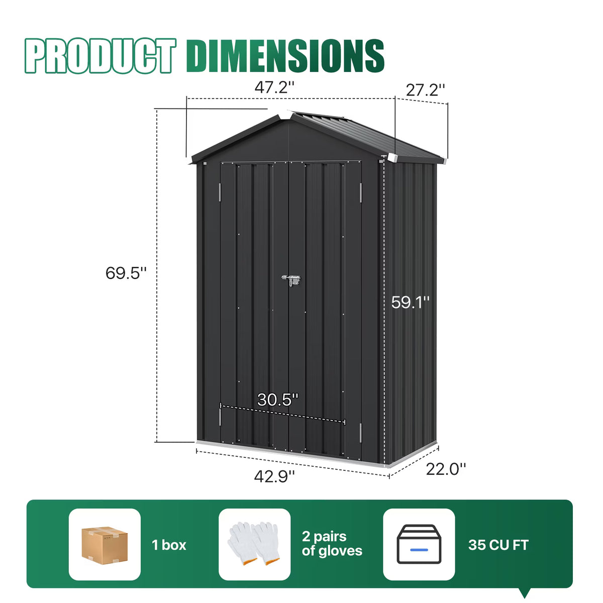 Dateyes Outdoor Metal Storage Cabinet, 3.9 X 2.2 FT Cabinet with Adjustable Shelves & Locking Doors for Home, Patio, Backyard, Garden, Black