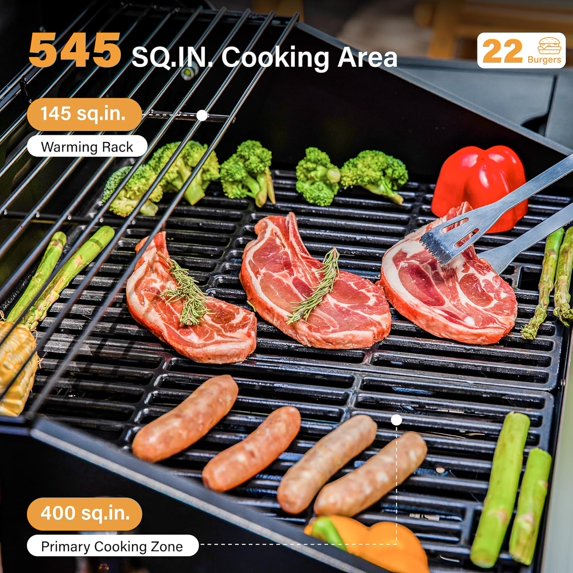 Clouddwell 4-Burner Propane Gas BBQ Grill with Side Burner and Porcelain-Enameled Cast Iron Grates, Stainless Steel Barbecue Grills Outdoor Cooking