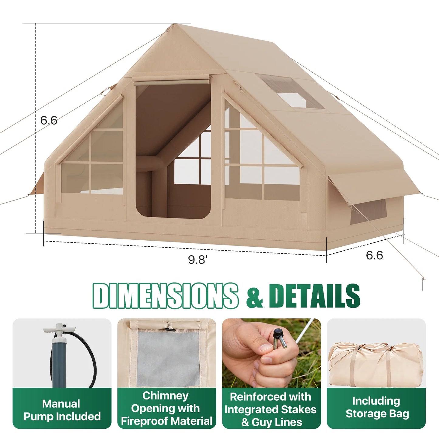 Clouddwell 4-8 Person Inflatable Tents for Camping, Instant Setup Family Size Tent with Pump, Waterproof Inflatable Camp Tent with UV Protection, Easy Setup Glamping Inflatable House