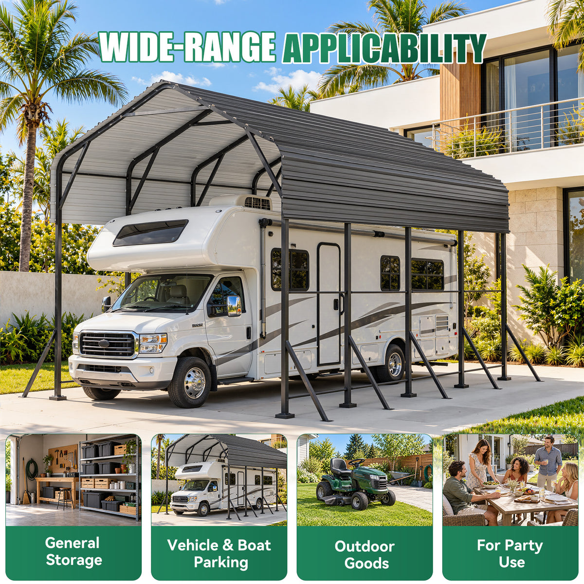 Dateyes 14x20FT RV Metal Carport, Heavy Duty Carport Canopy with Reinforced Frame & Galvanized Roof, Car Tent, Garage Shelterf for Car, Truck, Boat
