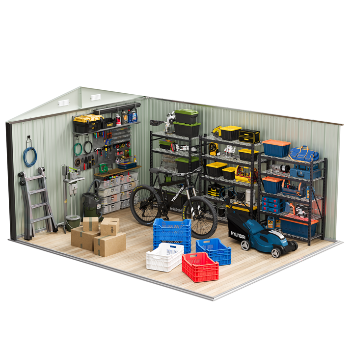 Clouddwell 10x12 ft. Metal Storage Shed, Waterproof Steel Garden Shed with Lock, Black