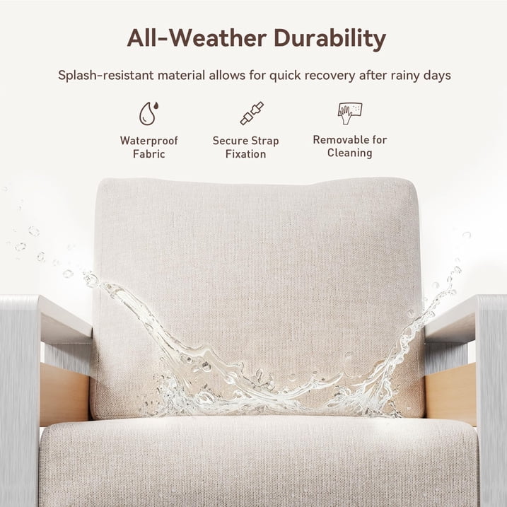 Clouddwell 5-Seats Aluminum Patio Furniture Set, Outdoor Metal Sofa Conversation Set with Coffee Table for Pool Garden Porch Backyard, Beige