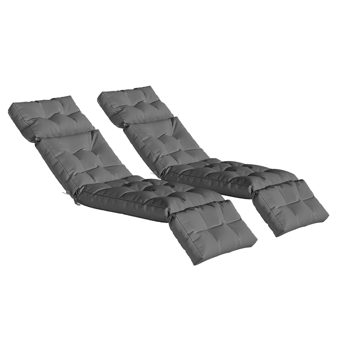 Clouddwell Gray 2 Pack 4-Segment Chaise Lounge Cushions, All Weather Patio Pads with Tie Fasteners & Soft PP Cotton for Poolside Patio Balcony