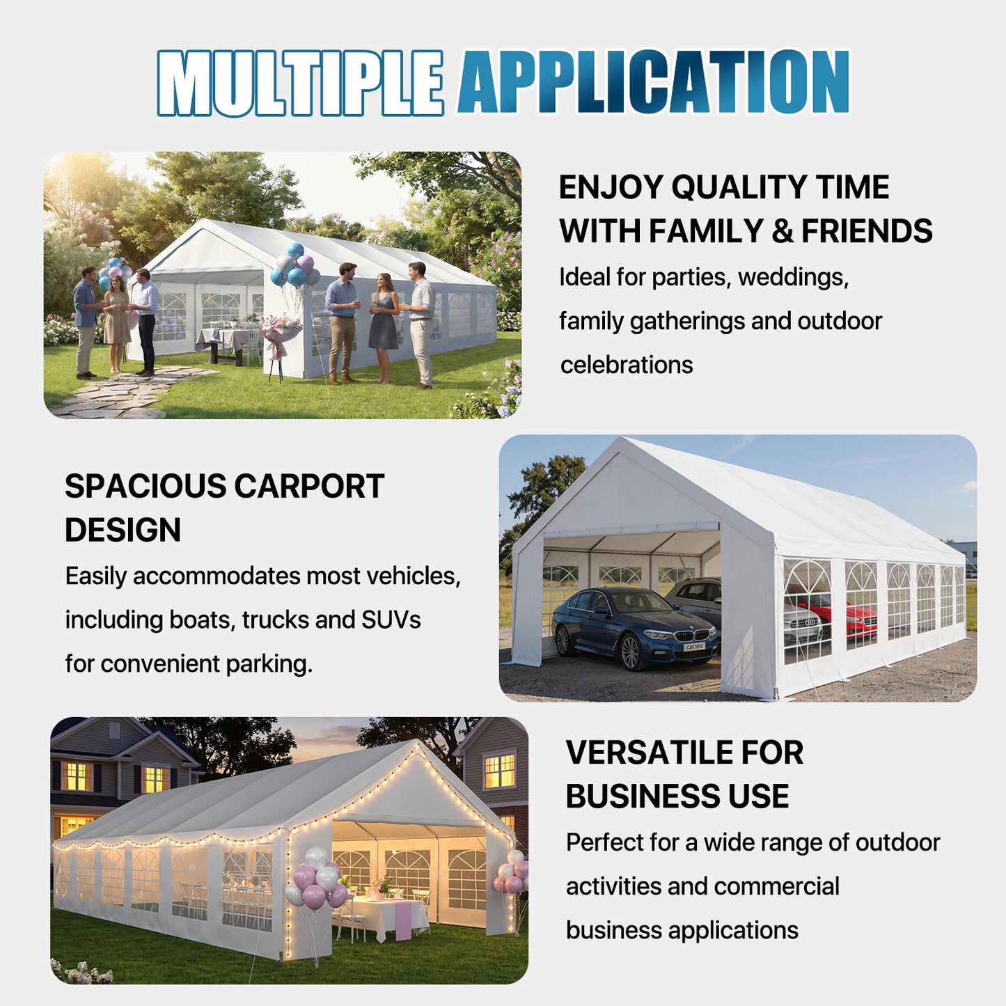 Sunmthink 20x40 Party Tent, Tent for Party, Canopy Tent with Heavy-Duty Steel Frame&Removable Sidewalls, Event Tent with Roll-up Door for Weddings, Birthday Parties & Camping