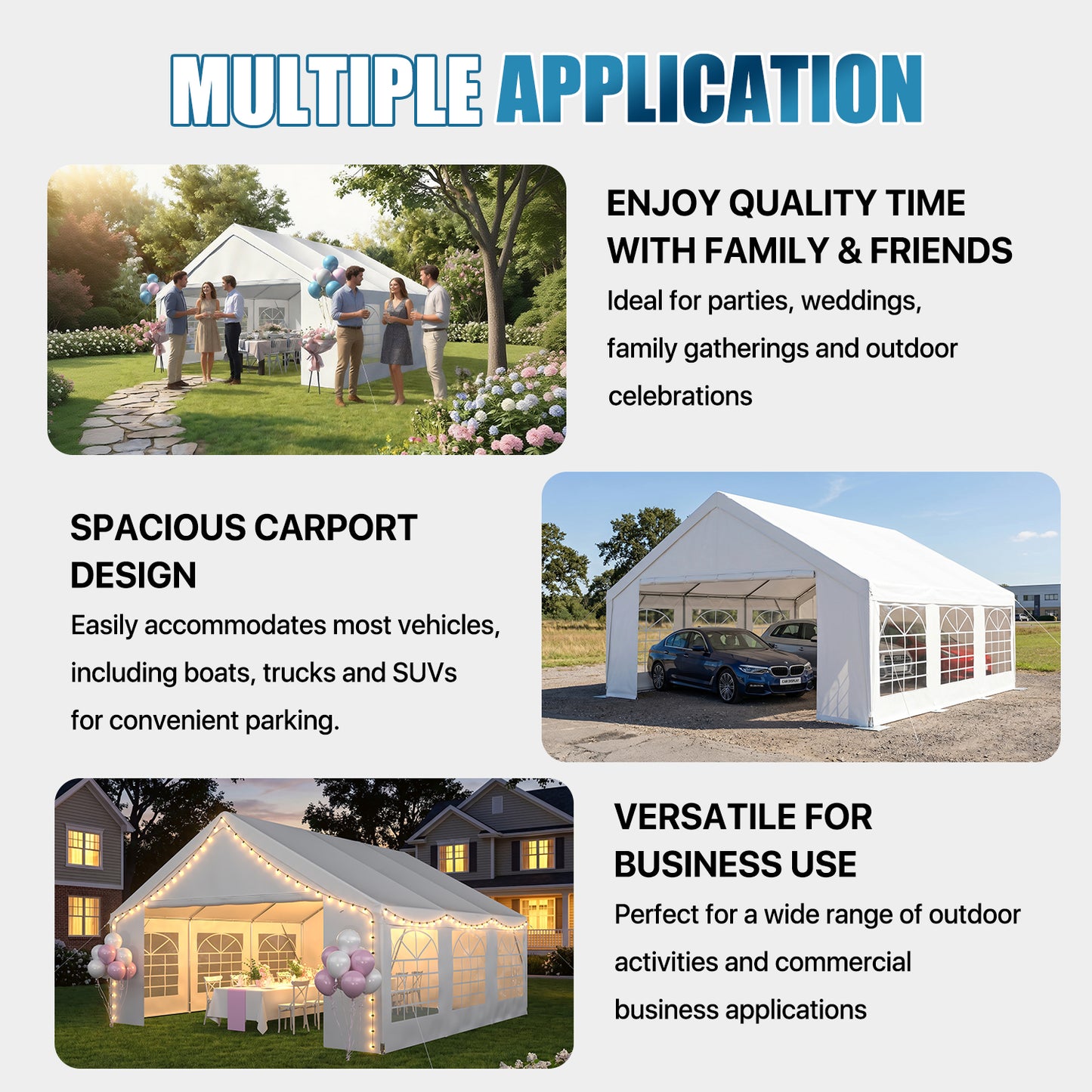 Sunmthink 20x20 Party Tent, Tent for Party, Canopy Tent with Heavy-Duty Steel Frame&Removable Sidewalls, Event Tent with Roll-up Door for Weddings, Birthday Parties & Camping