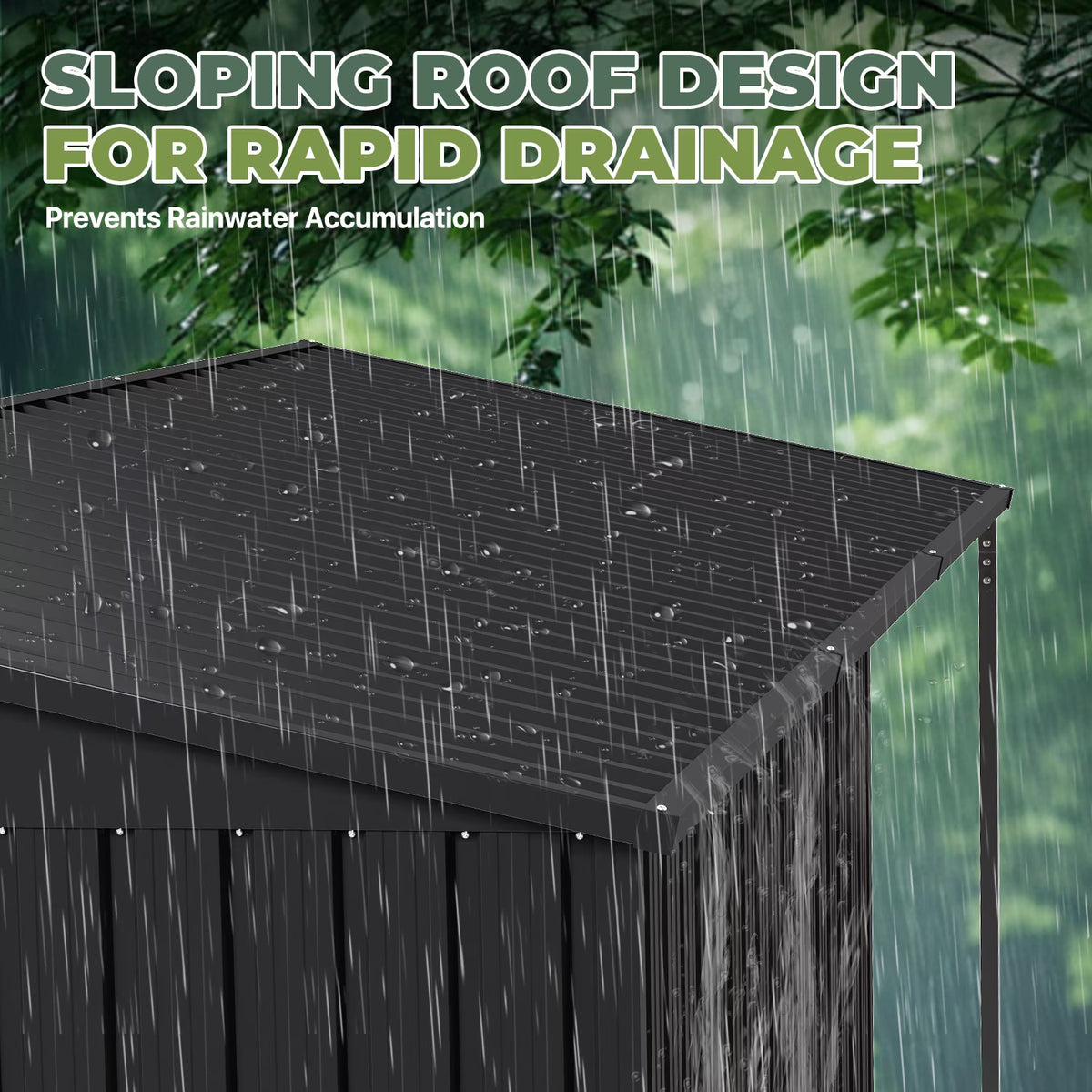 Dateyes Open-Sided Storage Shed with Hardtop Pergola, 6x4 FT Shed and Outdoor Storage with 48 Sq.ft Covered, 2-in-1 Metal Shed, Black