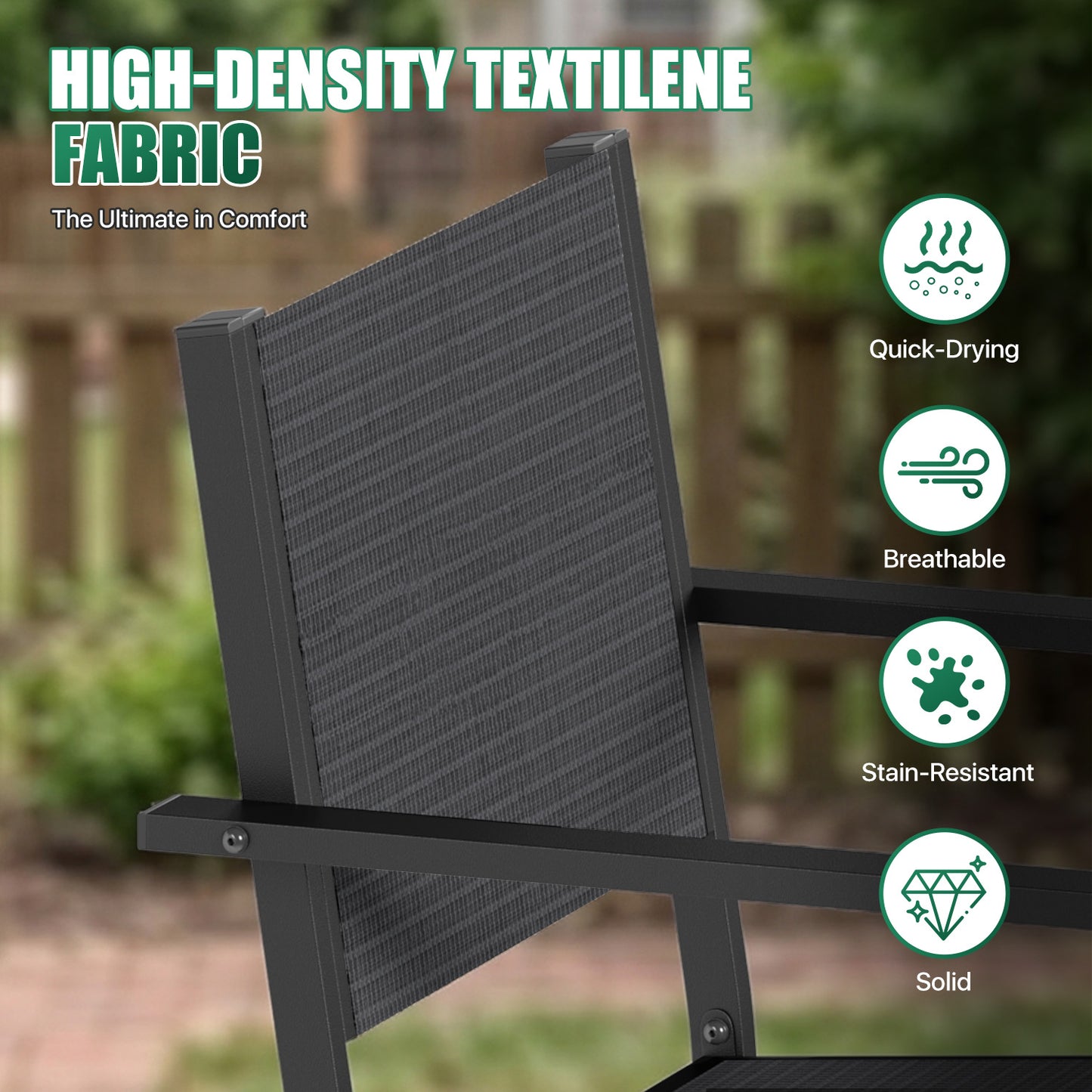 Clouddwell 7-Piece Patio Table and Textilene Chairs Set for 6, Patio Dining Sets With Metal Table, Dark Gray