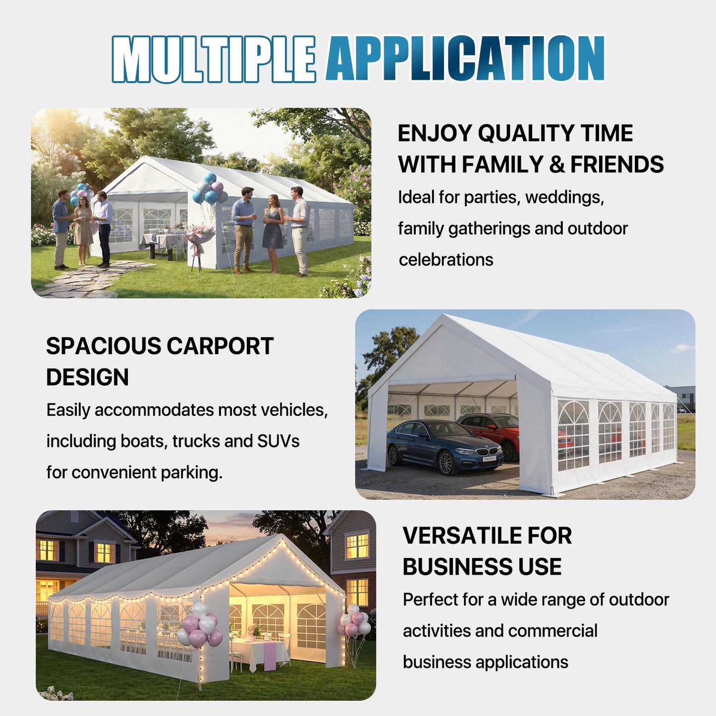 Sunmthink 32x16 Party Tent, Tent for Party, Canopy Tent with Heavy-Duty Steel Frame&Removable Sidewalls, Event Tent with Roll-up Door for Weddings, Birthday Parties & Camping