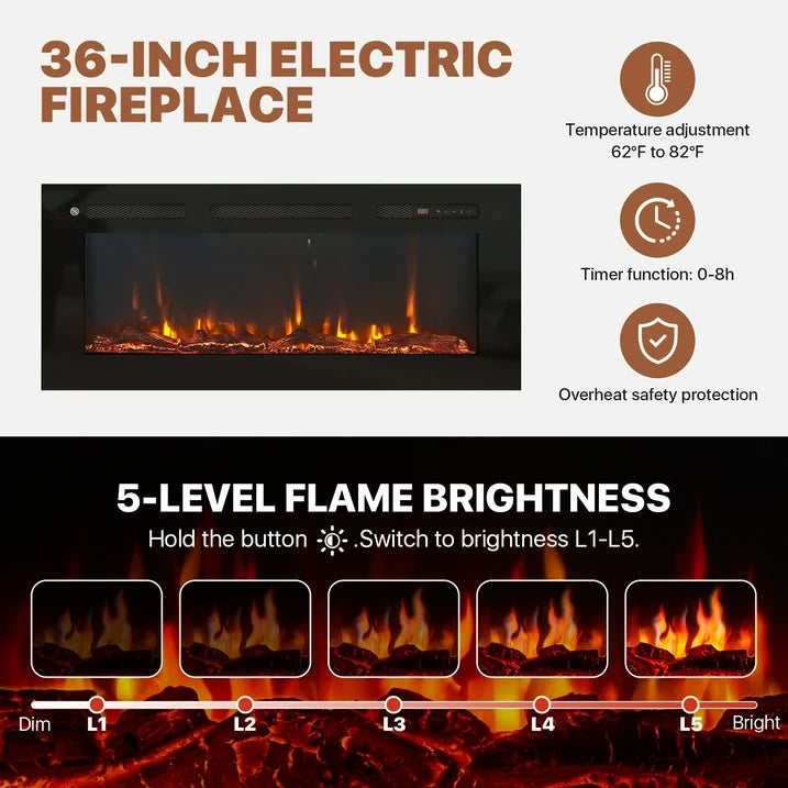 Sonegra 70" Fireplace TV Stand, Modern Entertainment Center for TVs Up to 80", TV Console Table for Living Room, Media Cabinet with Storage,70 Inch, White