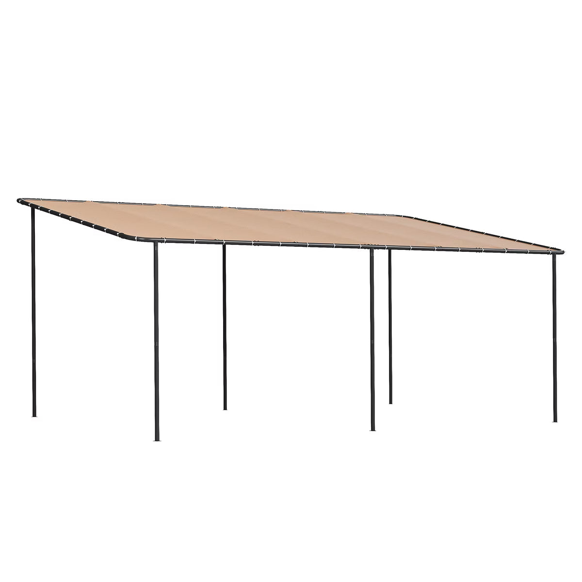 Dateyes 20'x12' Wall-Mounted Metal Gazebo , Water-Resistant Khaki Canopy with UV Protection for Patio & Garden