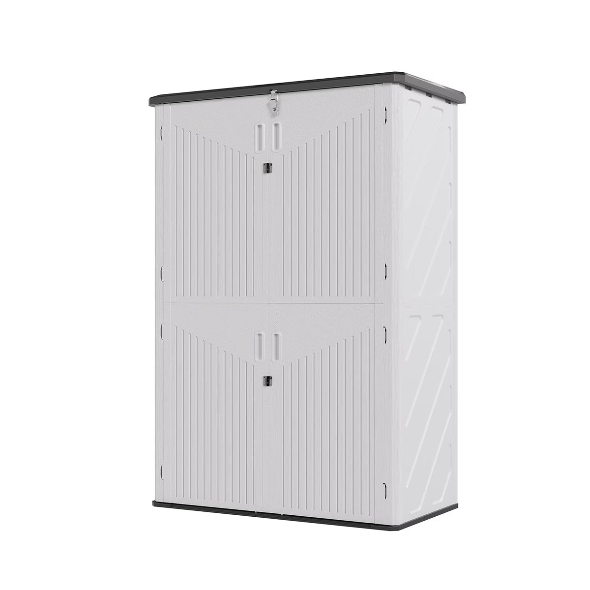 Dateyes 4.5X2.5 FT Resin Outdoor Storage Shed, 64 Cu.ft Waterproof Plastic Storage Sheds with Floor, Weather-Resistant Vertical Outdoor Storage Cabinet with Lockable Doors, White