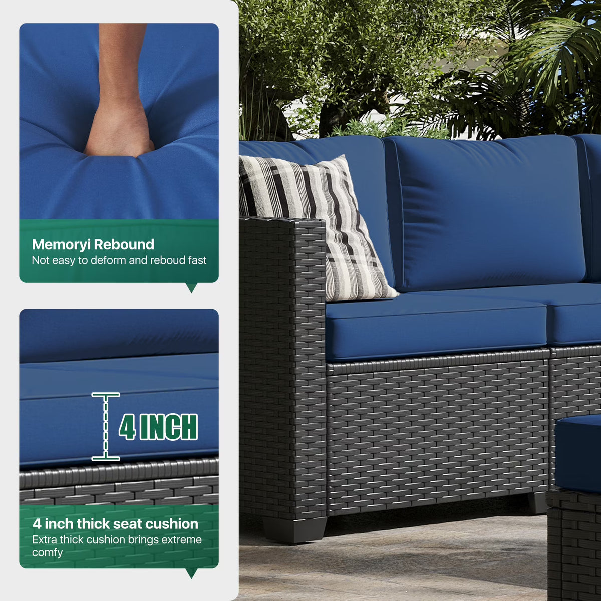 Clouddwell 9 Seats Patio Furniture Set with Storage Coffee Table, All Weather Wicker Outdoor Sectional With Thickened Cushion and Waterproof Cover, Blue