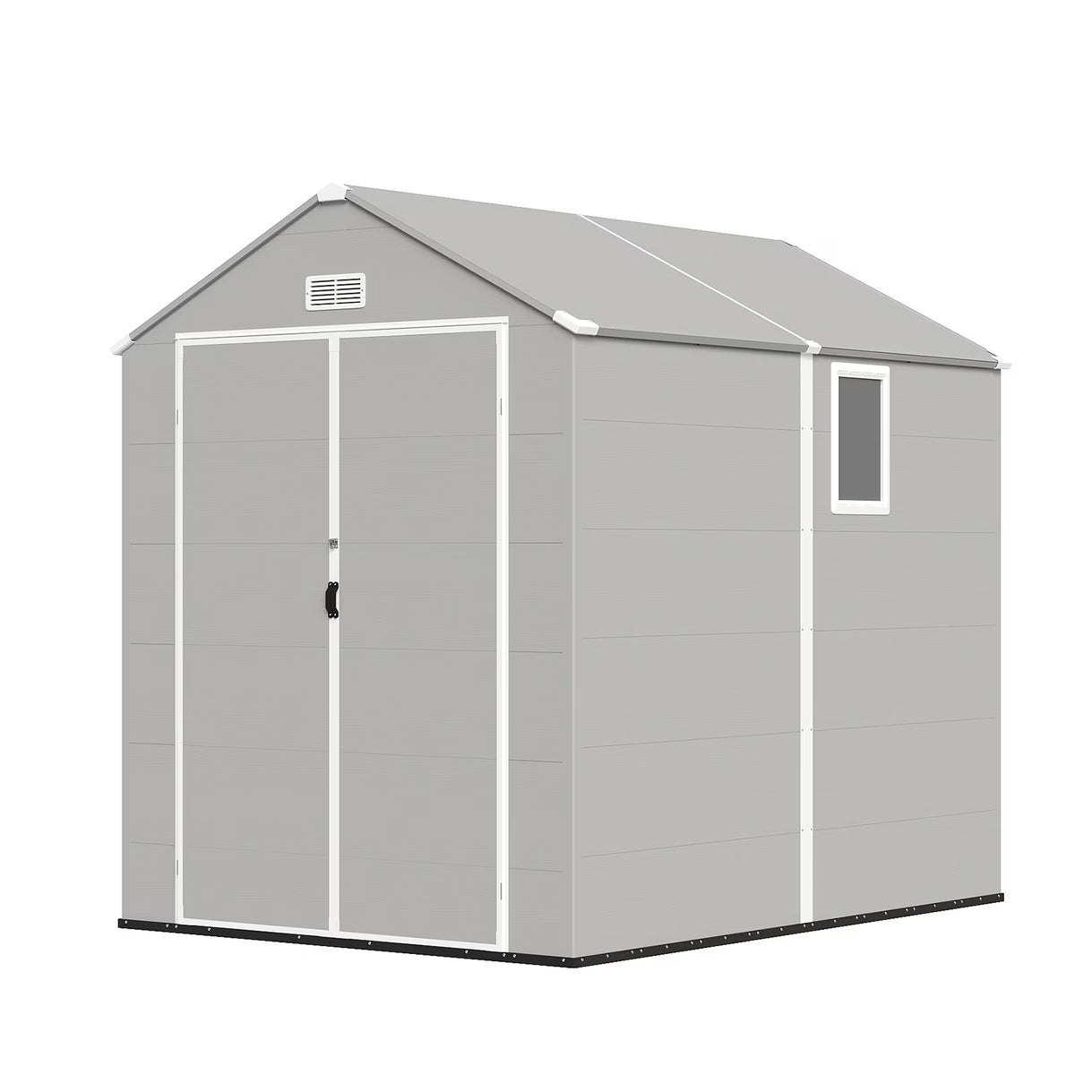 Dateyes 6 x 8 FT Resin Outdoor Storage Shed, Outdoor Sheds with Floor & Window, All-Weather Heavy Duty Plastic Shed for Backyard, Garden, Patio, Gray