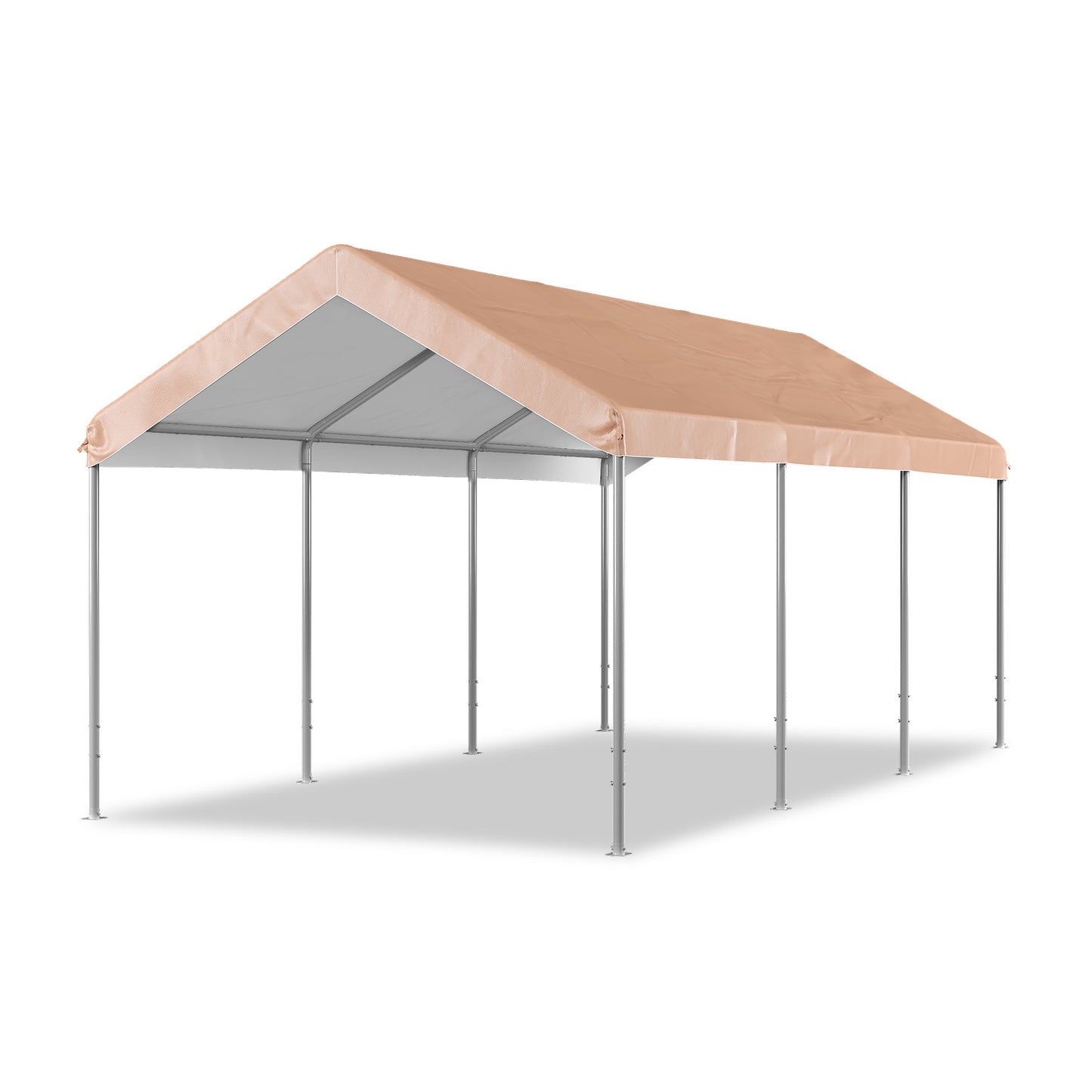 Aoxun 10x20 ft Heavy Duty Carport Canopy, Potable Car Canopy with Adjustable Height, Outdoor Carport Shelter Portable Garage with Reinforced Frame for Cars, Boats, Trucks, Khaki