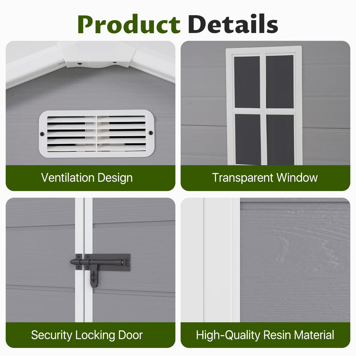 Dateyes 6 x 4 FT Resin Outdoor Storage Shed, Outdoor Sheds with Floor & Window, All-Weather Heavy Duty Plastic Shed for Backyard, Garden, Patio, Gray