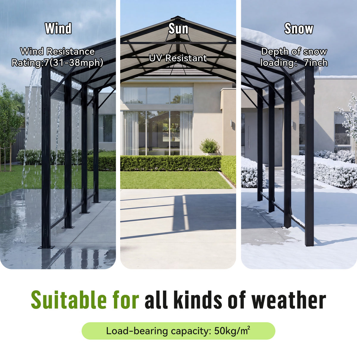 Dateyes 12x20 FT Heavy Duty Metal Carport Canopy, Reinforced Frame & Stable Base Outdoor Shelter, Multi-Purpose Car Canopy for Cars, Trucks, Boats & Backyard Party Events