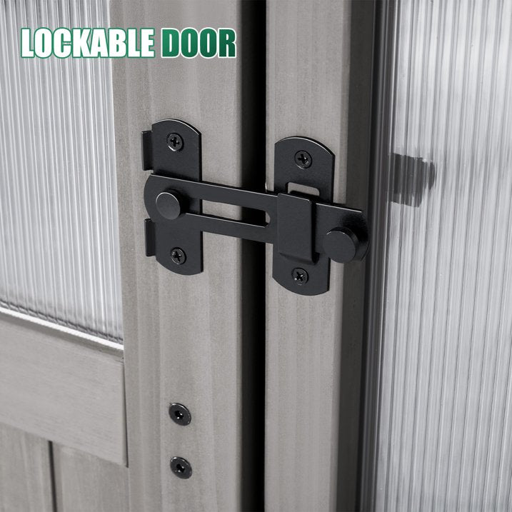 Clouddwell Large Outdoor Wooden Storage Shed, Polycarbonate Panels with Automatic Roof Vent & Lockable Door, Outdoor Walk-in Garden Greenhouse, 6x10 FT, Gray