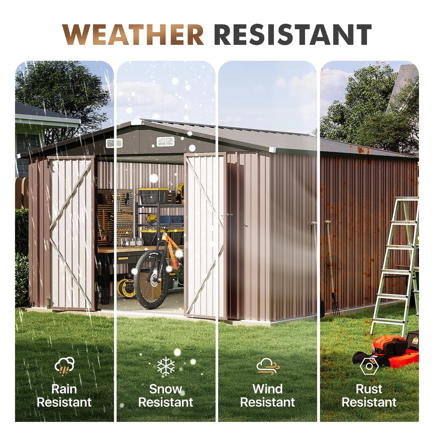 Cloudwell 10x8 ft Shed with Base Heavy-Duty Galvanized Steel Outdoor Storage Shed