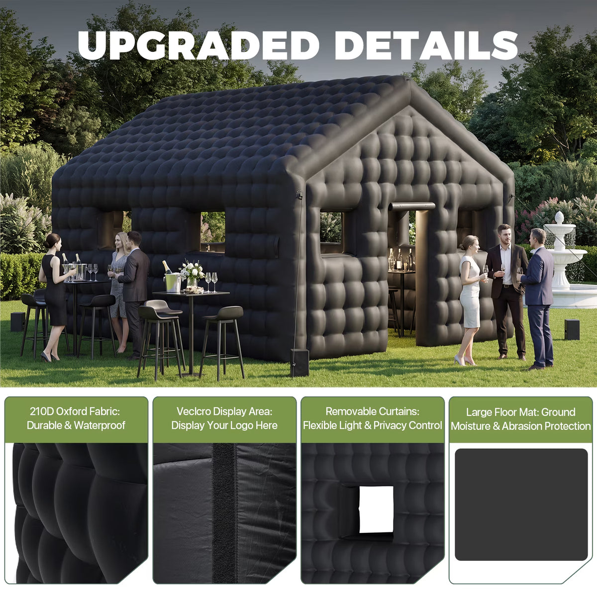 Dateyes 20X16 FT Inflatable Night Club, Large Inflatable Party Tent with 950W Hight Power Blower, Outdoor Nightclub for Adults, Black