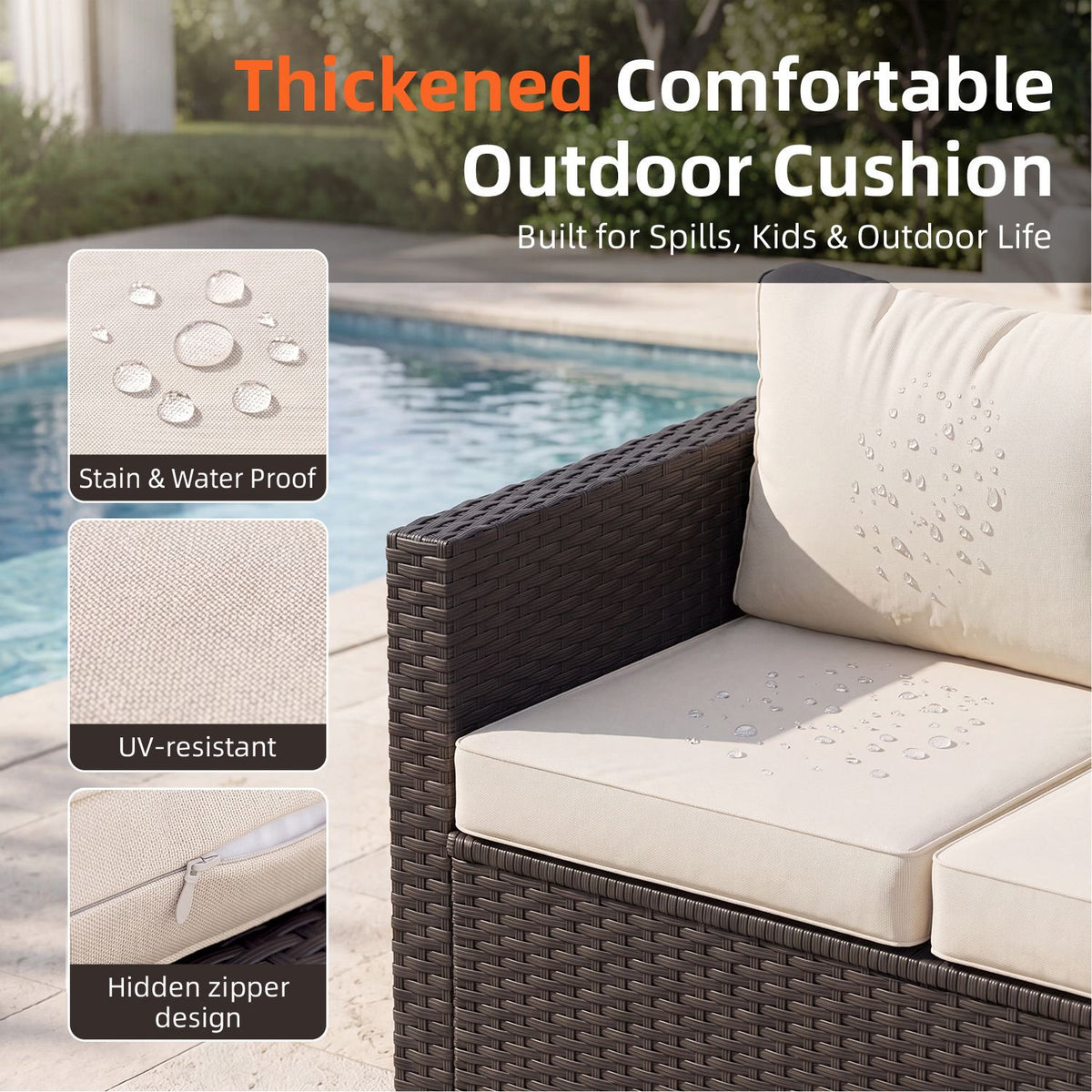 Dateyes 7 Seats Patio Furniture Set, Rattan Wicker Outdoor Conversation Sectional Sofa Set with Storage Coffee Table and Waterproof Cover,Beige