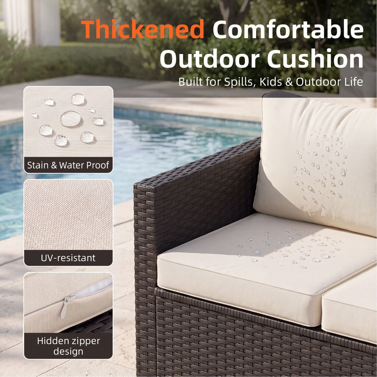 Dateyes 9 Seats Patio Furniture Set, Rattan Wicker Outdoor Conversation Sectional Sofa Set with Storage Coffee Table and Waterproof Cover,Beige