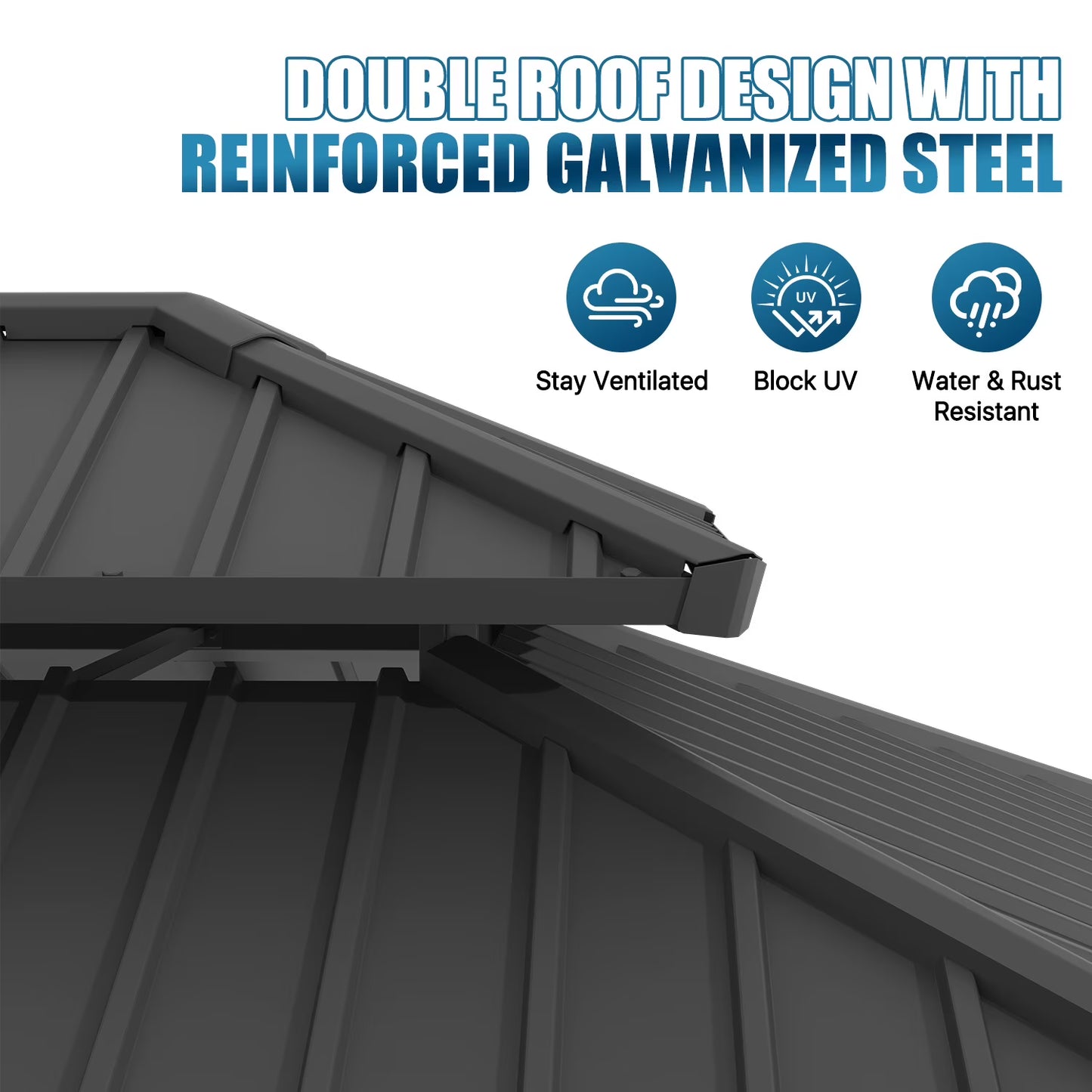 Sunmthink 12'x14' Outdoor Hardtop Gazebo, Cedar Wood Pavilion with Galvanized Steel Double Roof, for Patio, Garden, Deck