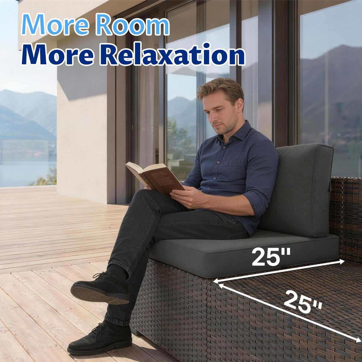 Sunmthink 7-Piece Wicker Patio Furniture Sets, Outdoor Conversation Set with 4 Inches Thick Cushions and Coffee Table
