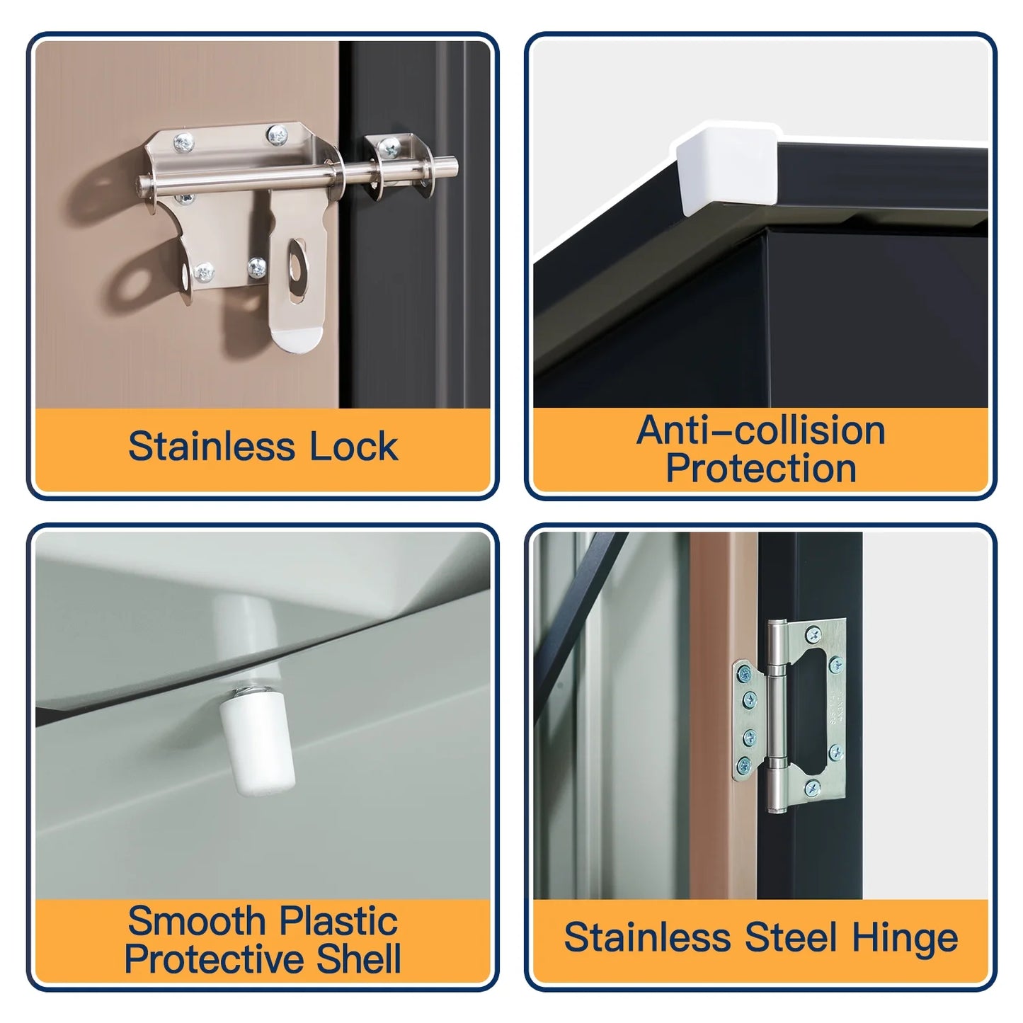 Aoxun 5.1 x 2.7 ft Outdoor Metal Shed, Storage Garden Shed with Lockable Door Tool Shed for Garden, Backyard, Poolside, Brown