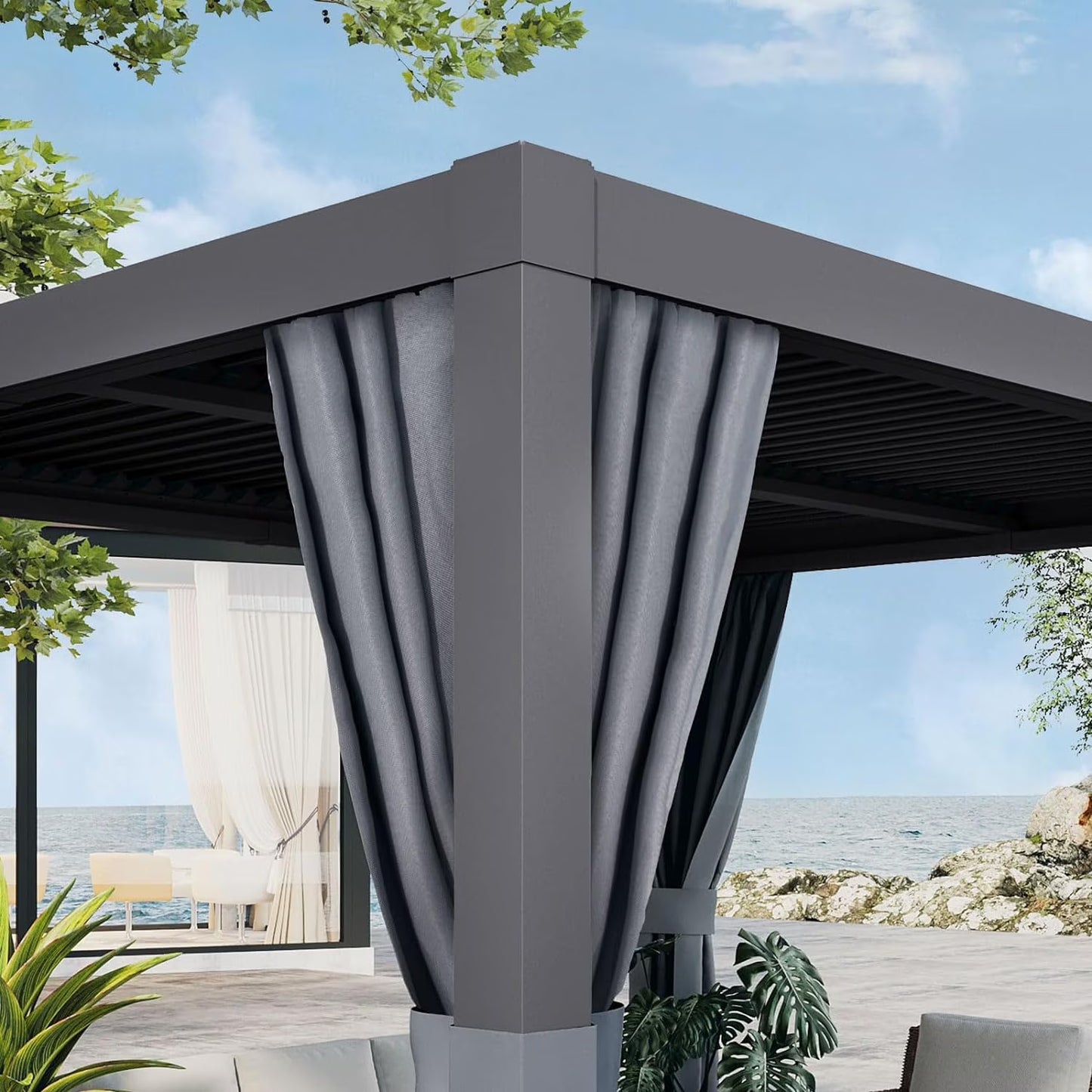 Aoxun 10' x 12' Louvered Pergola, Outdoor Aluminum Pergola with Adjustable Top for Decks, Gardens and Backyards, Gray