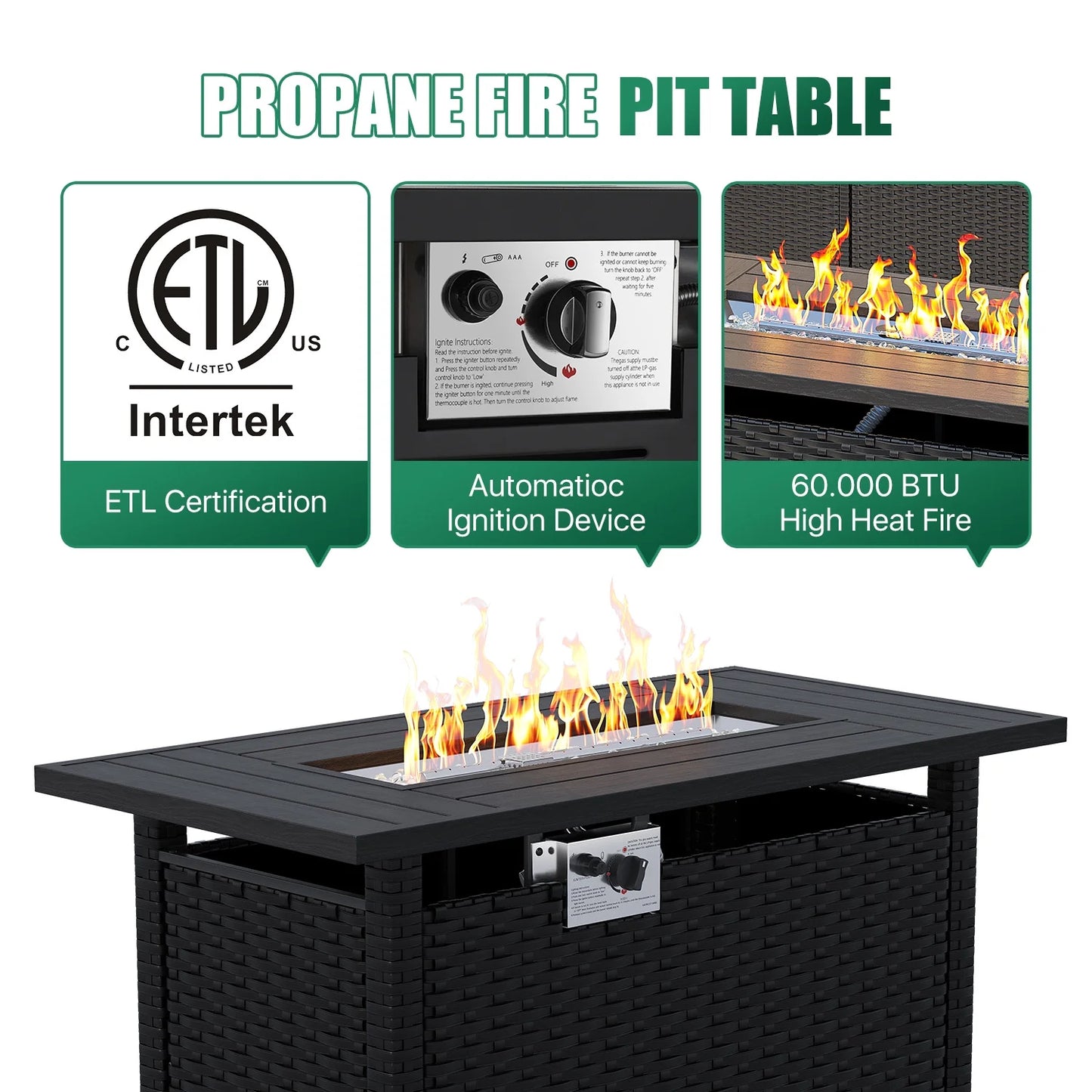 Clouddwell 8-Piece Patio Furniture Set With Fire Table On Sale, Black Rattan Wicker Outdoor Sectional Sofa Couch with Table Patio Conversation Set for Lawn& Backyard,Gray