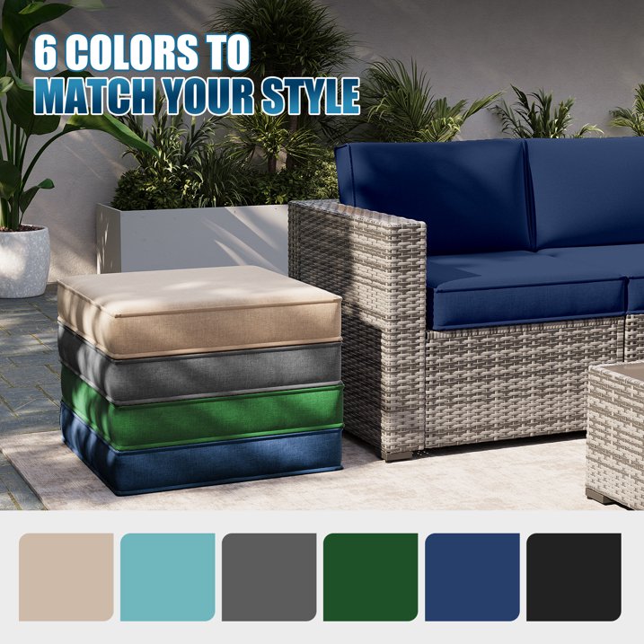 Clouddwell 7-Piece Premium Outdoor Cushion Set, High-Resilience Waterproof Cushions for 4-Seat Wicker Sectional(Navy Blue)