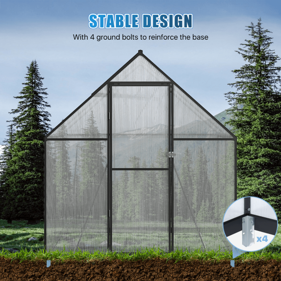 Clouddwell Outdoor Greenhouse - Polycarbonate Panels & Sturdy Aluminum Frame 4x6 FT