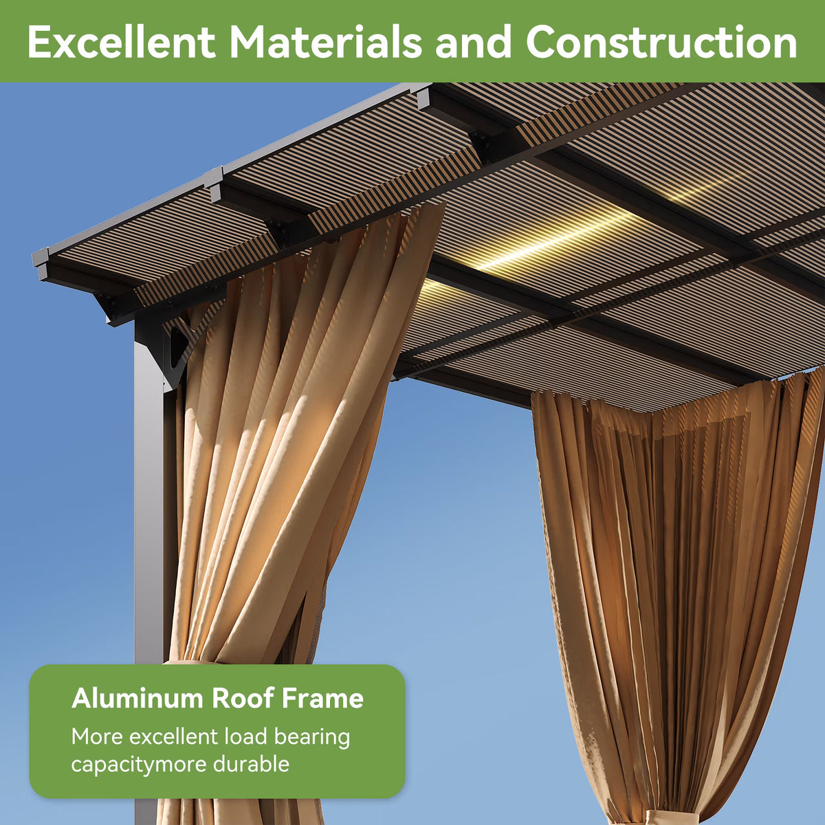 Dateyes 8‘x10’ Wall-Mounted Patio Gazebo with Durable Polycarbonate Roof, Full Bug Screens & Privacy Panels