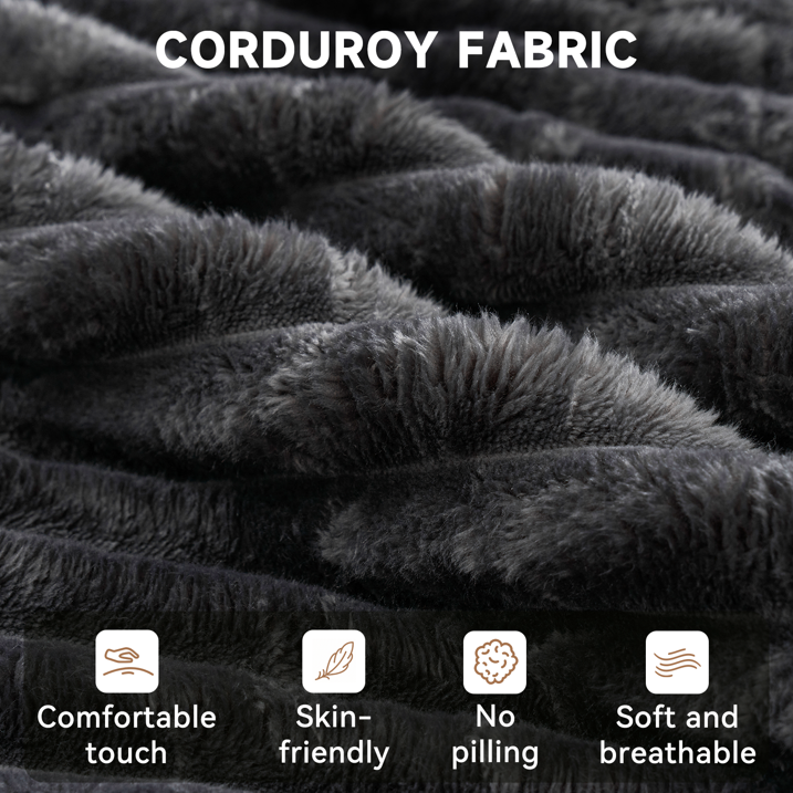 Sunmthink Cloud Couch Corduroy Modular Sectional Sofa L-Shape Boneless Couch with Wide Armrests and Cup Holders for Living Room Bedroom, No Assembly Required (Black)