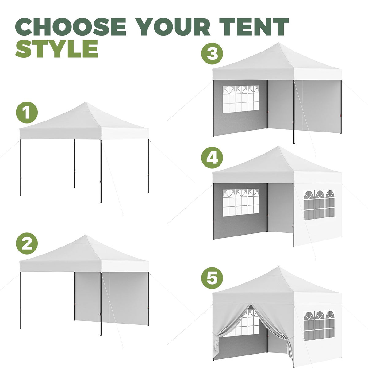 Dateyes 10x10FT Pop Up Canopy Tent, Portable Outdoor Canopy with Removable Sidewalls & Sandbags, Commercial Party Event Tent, UV 50+, Waterproof, White