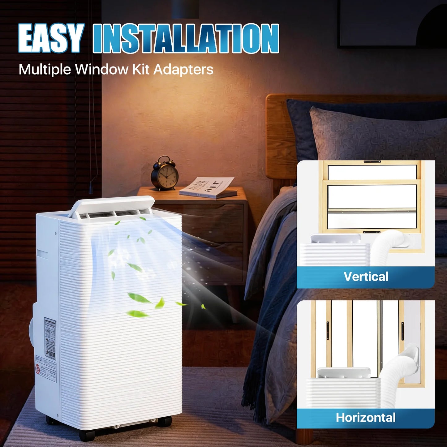 YardCache 12000 BTU Portable Air Conditioners, 4-1 Standing Smart Cooling AC with Remote Control, Cooling, Heating， Dehumidifier and Fan, Automatic Unit for Bedroom, 55dB Quiet, Portable AC for Room
