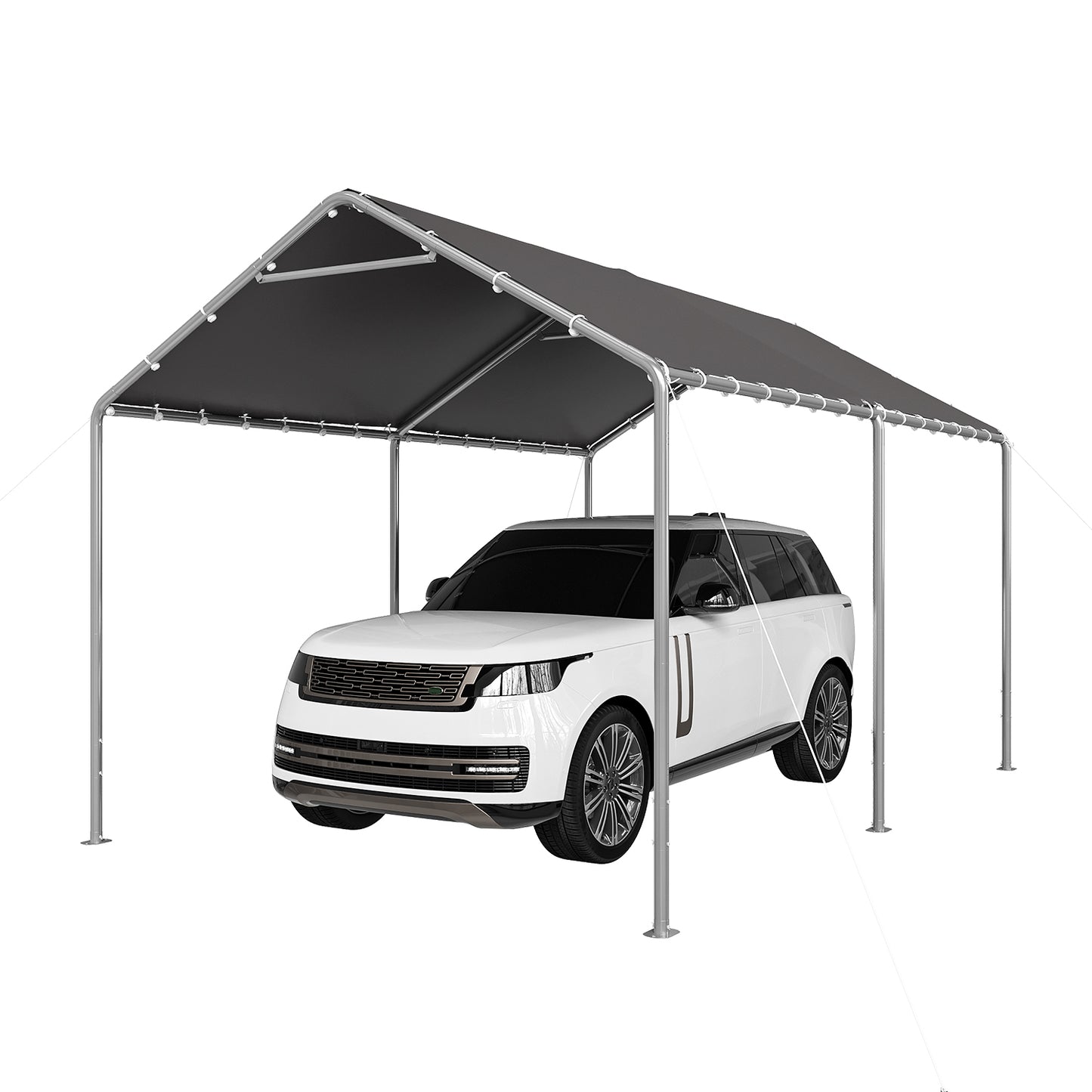 Dateyes 10x15 FT Carport, Heavy Duty Carport Canopy with Adjustable Height, Outdoor Carport Shelter with Reinforced Frame, Portable Garage for Cars, Boats and Trucks, Gray
