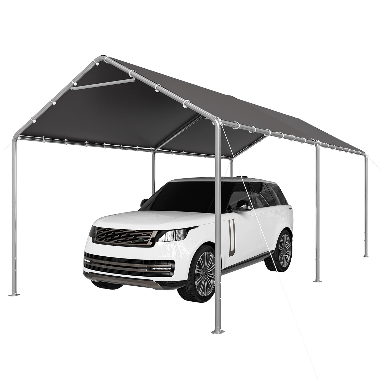 Dateyes 10x20 FT Carport, Heavy Duty Carport Canopy with Adjustable Height, Outdoor Carport Shelter with Reinforced Frame, Portable Garage for Cars, Boats and Trucks, Gray