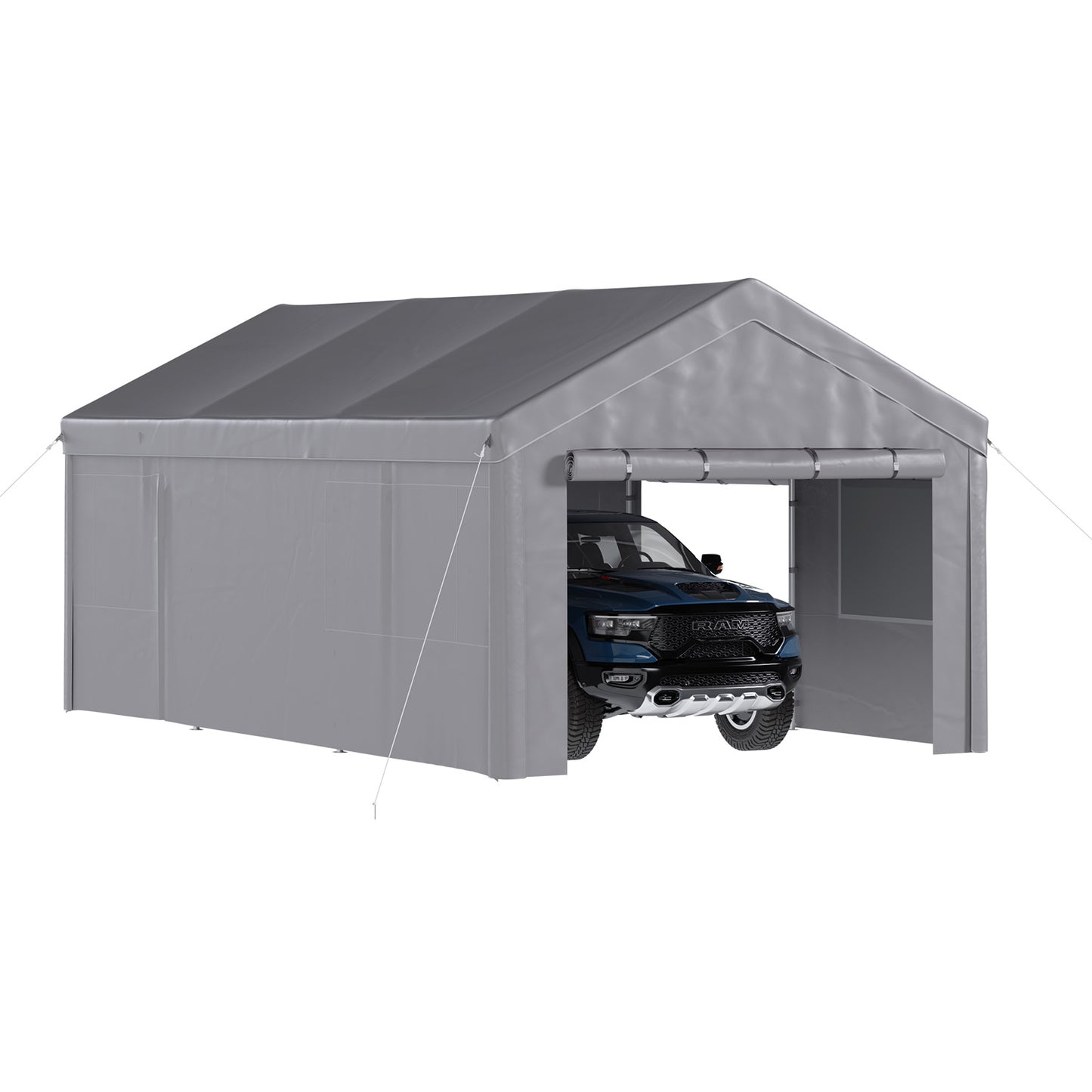 Sunmthink 12x20ft Heavy Duty Carport Canopy, Portable Outdoor Garage with Removable Sidewalls & Roll-Up Doors, All-Weather Car Shelter for Cars, Boats, Trucks and Tools Storage, Gray