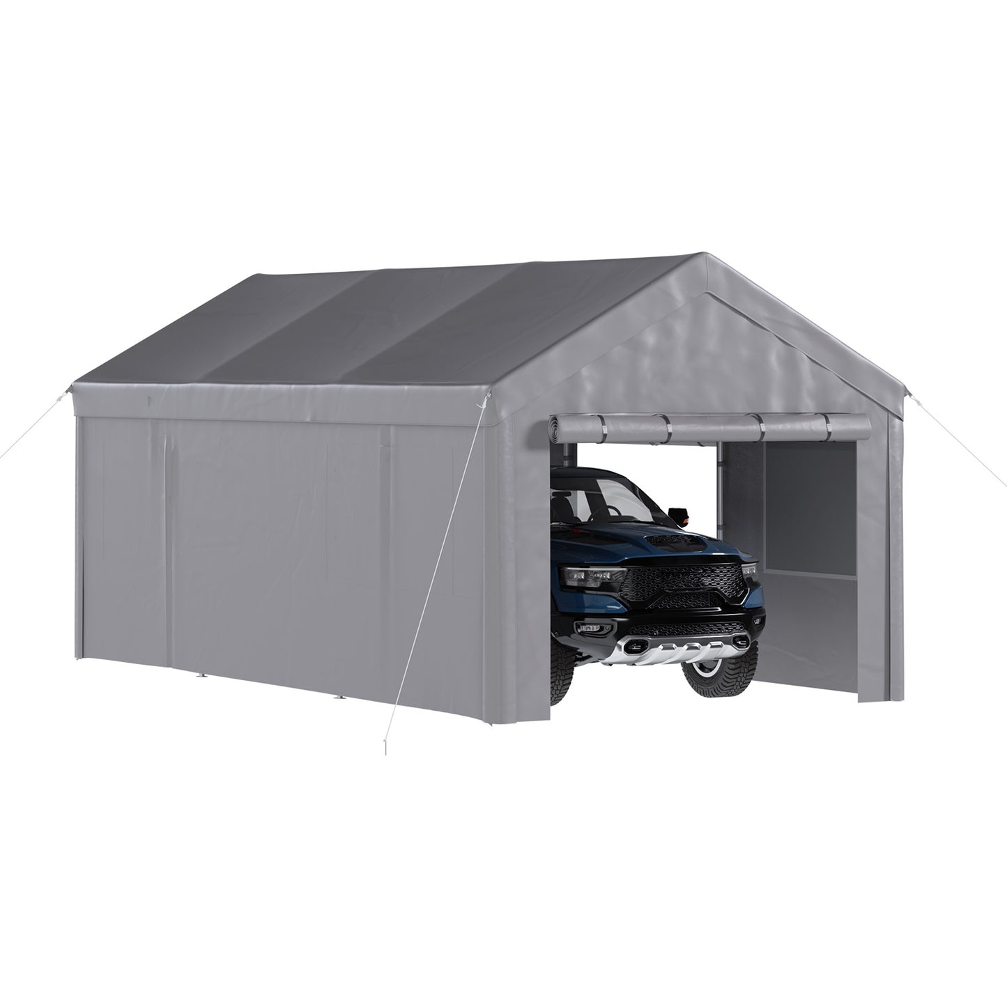 Sunmthink 10x20ft Heavy Duty Carport Canopy, Portable Outdoor Garage with Removable Sidewalls & Roll-Up Doors, All-Weather Car Shelter for Cars, Boats, Trucks and Tools Storage, Gray