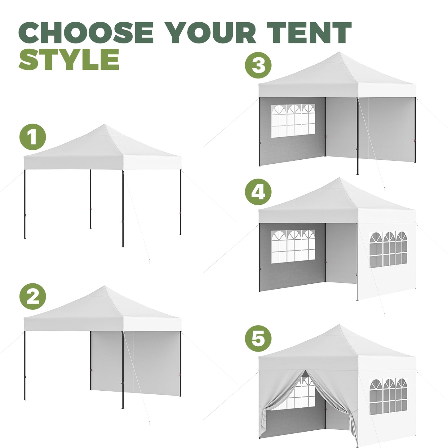 Clouddwell 10'x10' Pop Up Canopy Tent with 4 Removable Sidewalls, Adjustable Height Instant Outdoor Canopy, Portable Sun Shade Shelter with 4 Sandbags, Easy Setup for Parties, Camping, Events, White