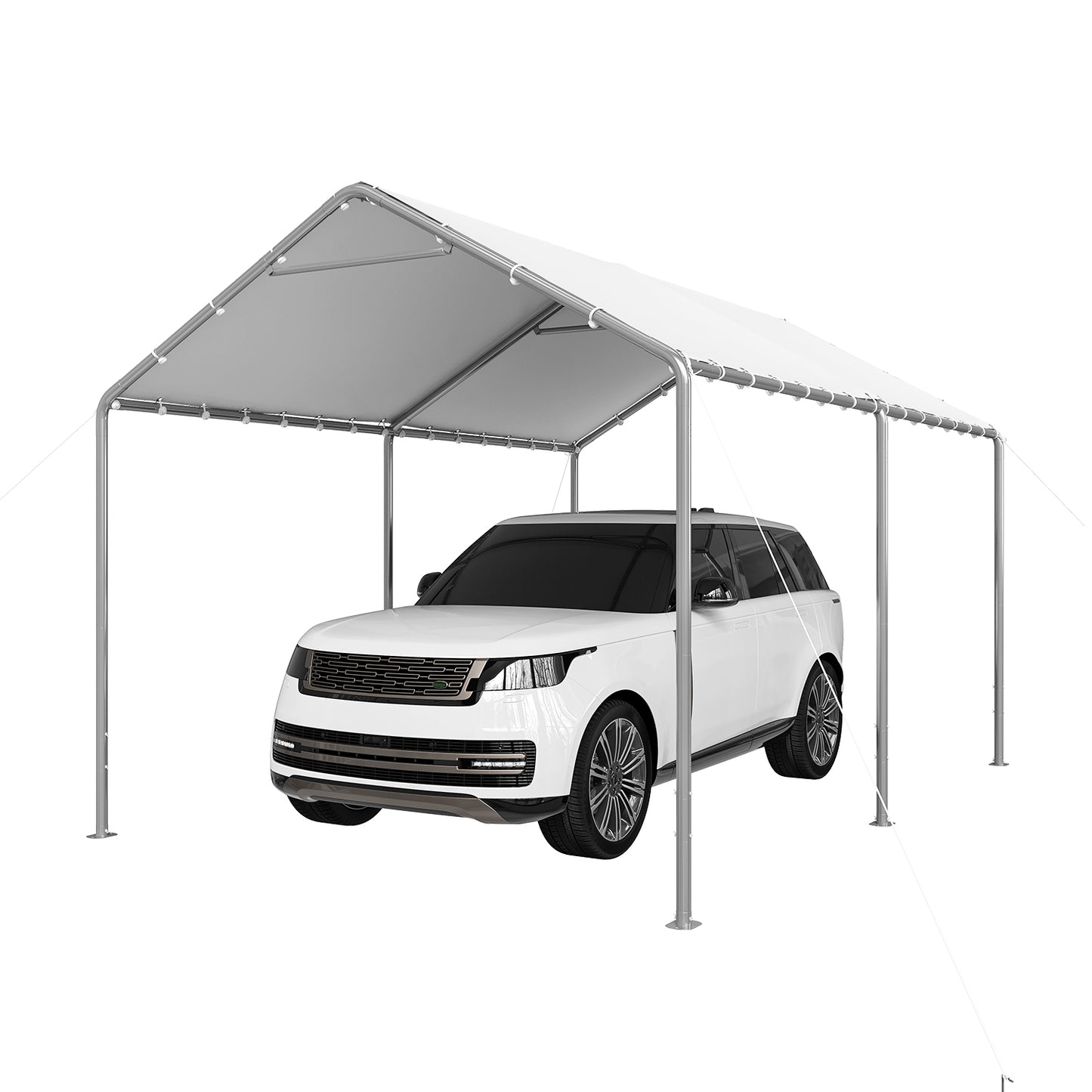 Dateyes 10x15 FT Carport, Heavy Duty Carport Canopy with Adjustable Height, Outdoor Carport Shelter with Reinforced Frame, Portable Garage for Cars, Boats and Trucks, White