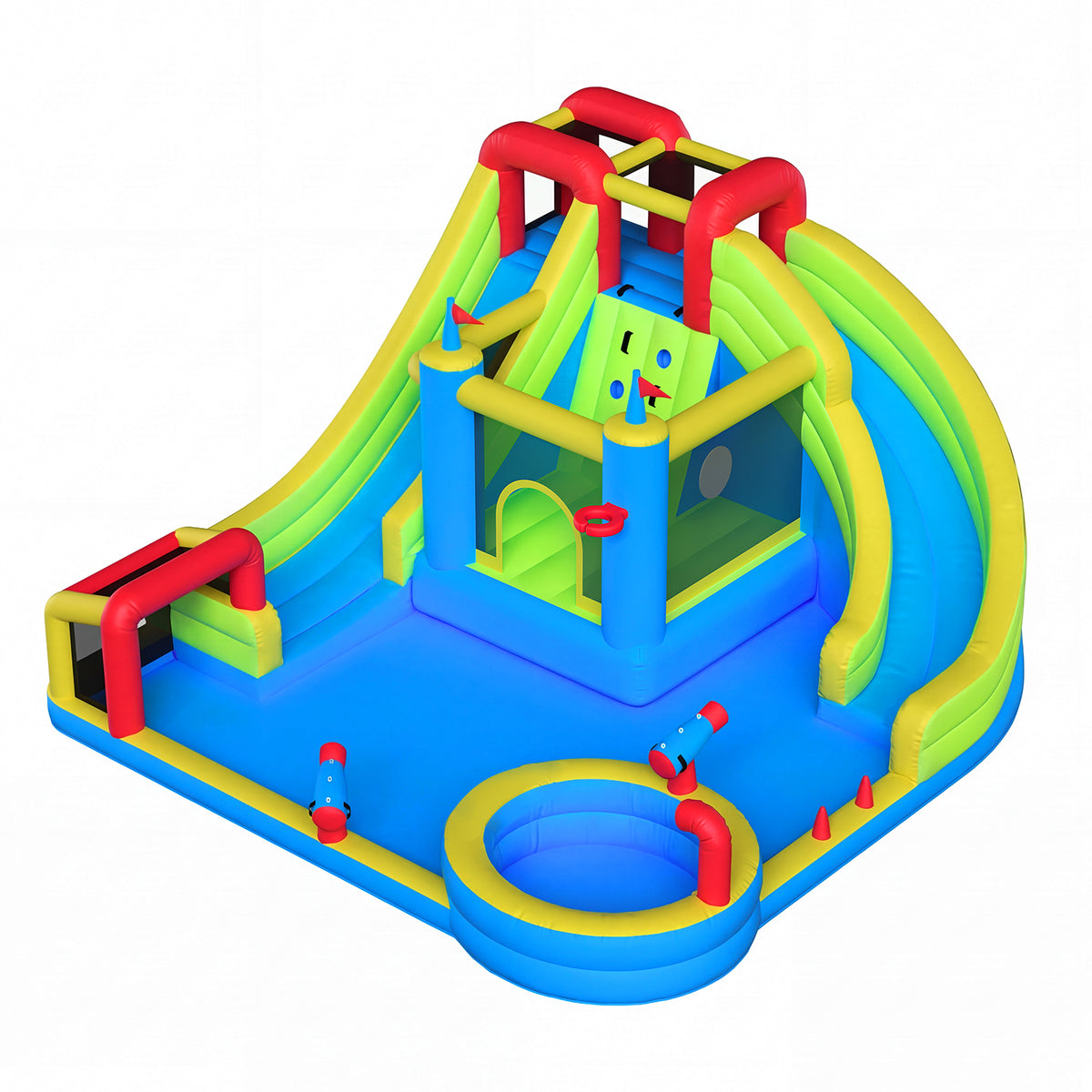 Dateyes 14x17FT Inflatable Water Slide for Kids, Inflatable Bounce Castle with 450W Blower, 8 in 1 Water Park Bounce House for Outdoor Indoor Outdoor Family Backyard Play, Large Water Park