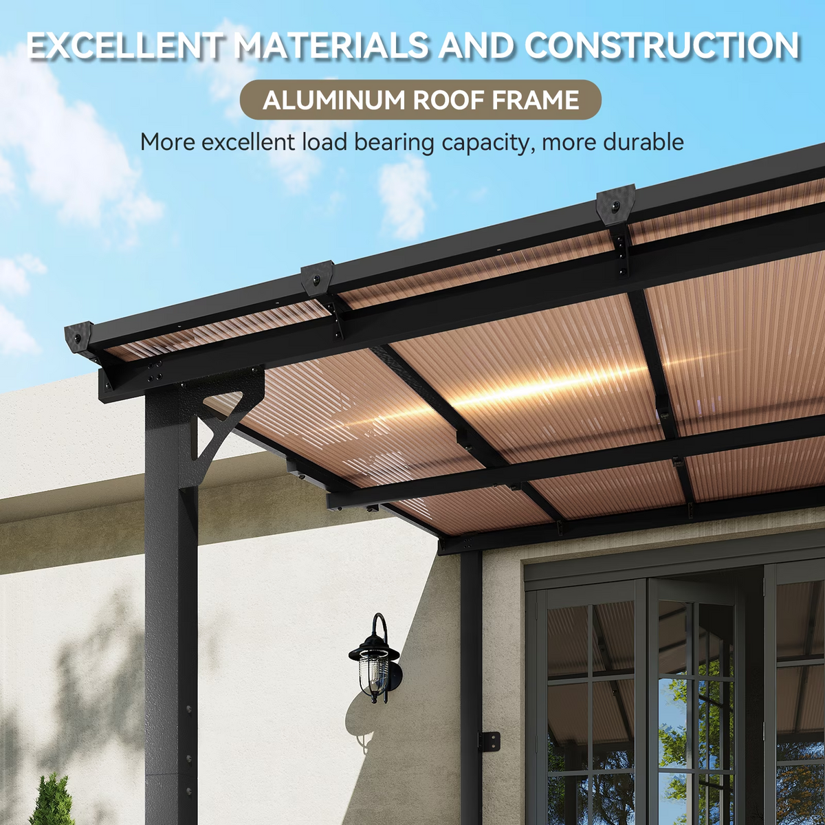 Aoxun 8' x 10' Gazebo for Patio, Large Wall-Mounted Heavy Duty Awnings, Gazebo Pergola with Sloped Roof, for Backyard, Deck, Patio