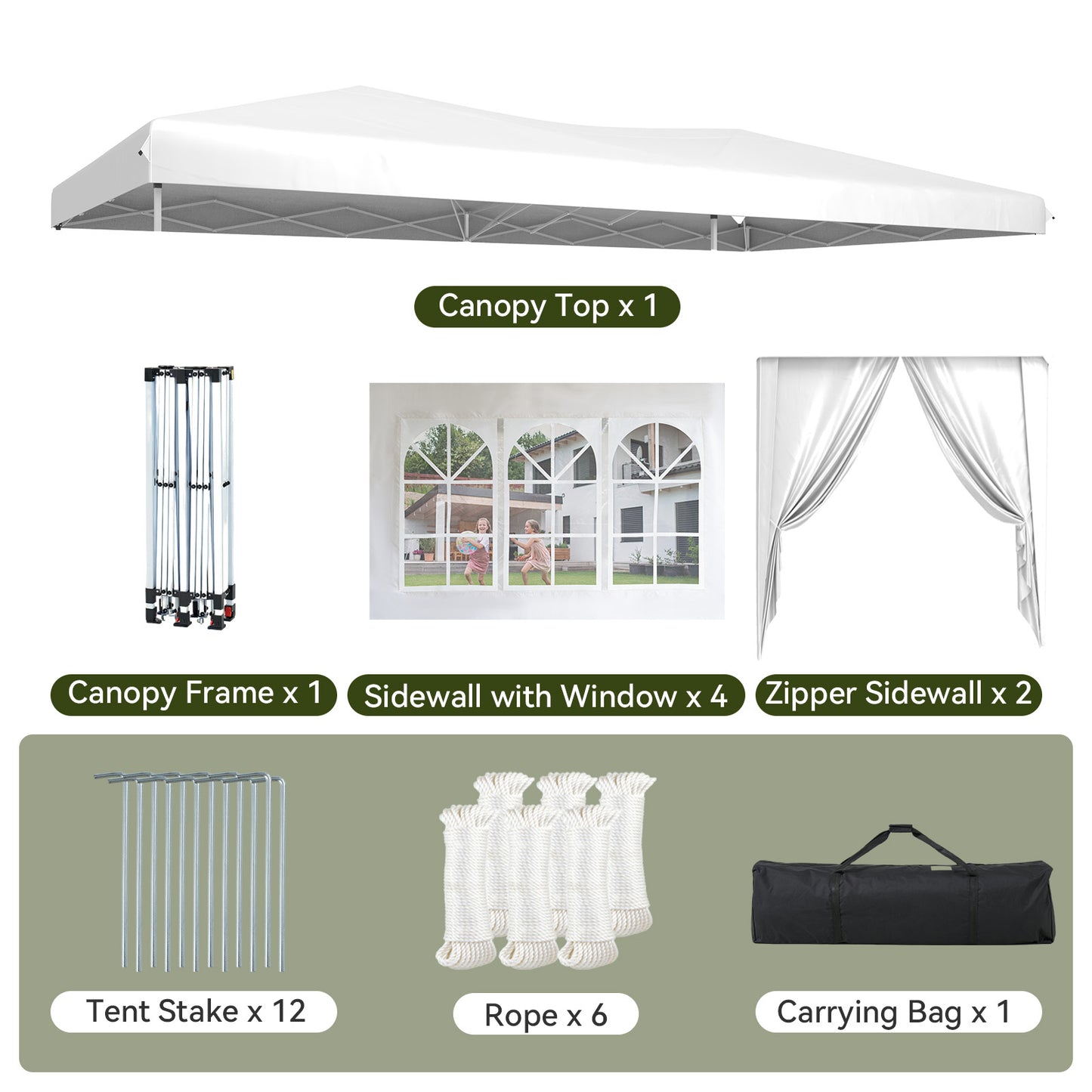 Aoxun 10x20 Pop Up Canopy Tent with 6 Removable Sidewalls, Instant Setup Party Tent Waterproof Outdoor Canopy Featuring 3 Adjustable Heights, Portable Shelter for Parties, Weddings, Commercial