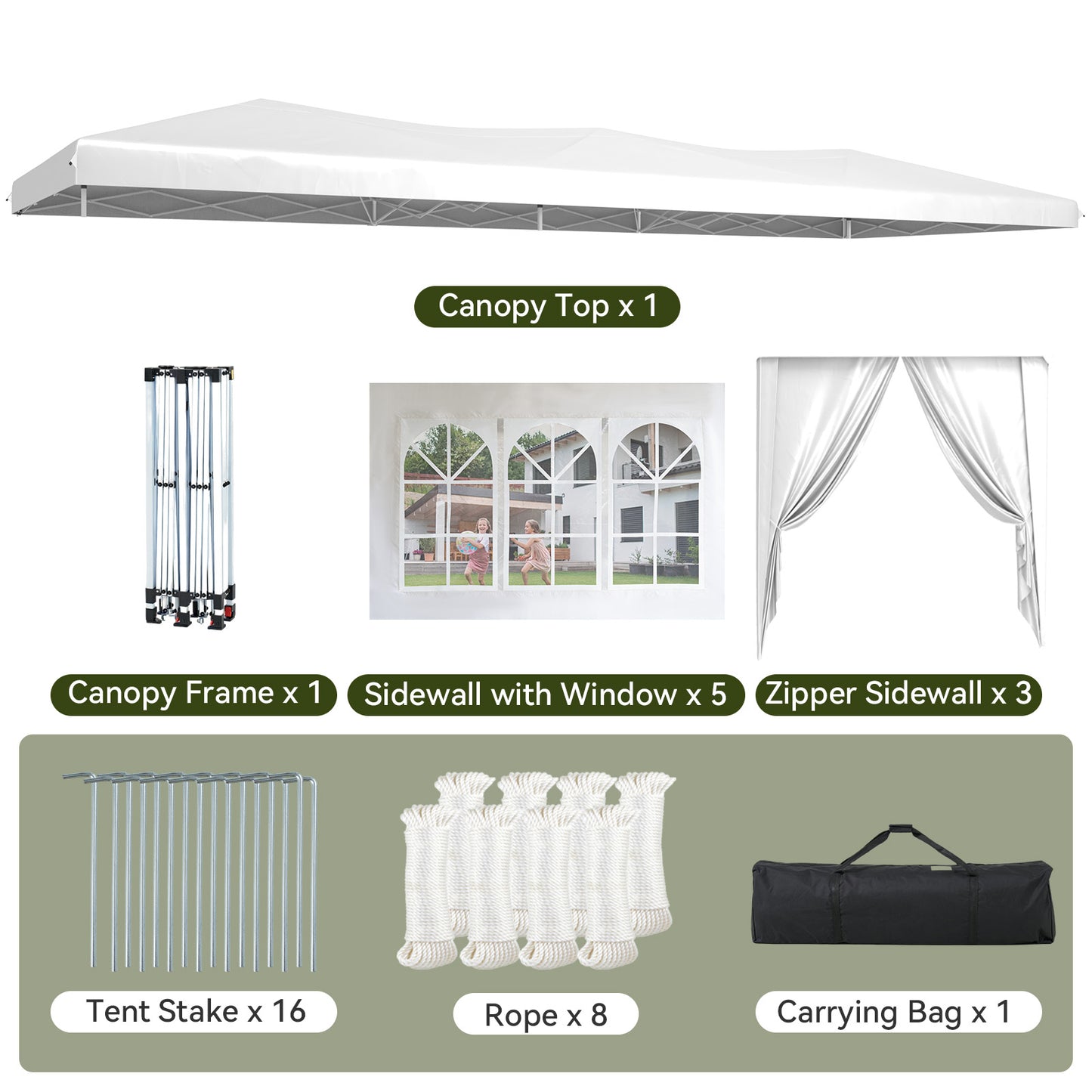 Aoxun 10x30 Pop Up Canopy Tent with 8 Removable Sidewalls, Instant Setup Party Tent Waterproof Outdoor Canopy Featuring 3 Adjustable Heights, Portable Shelter for Parties, Weddings, Commercial