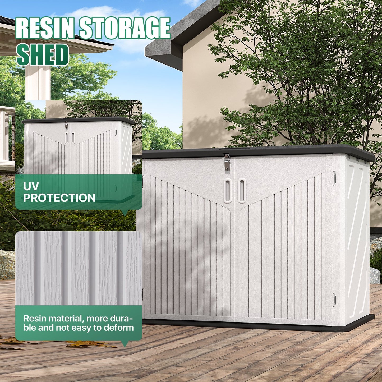 Clouddwell Outdoor Storage Shed, 35 Cu.Ft Vertical Storage Sheds with Shelf, Waterproof Resin Cabinet for Garage Storage, Pool Storage, Bike Shed, Garden Shed, Outdoor Storage(White)