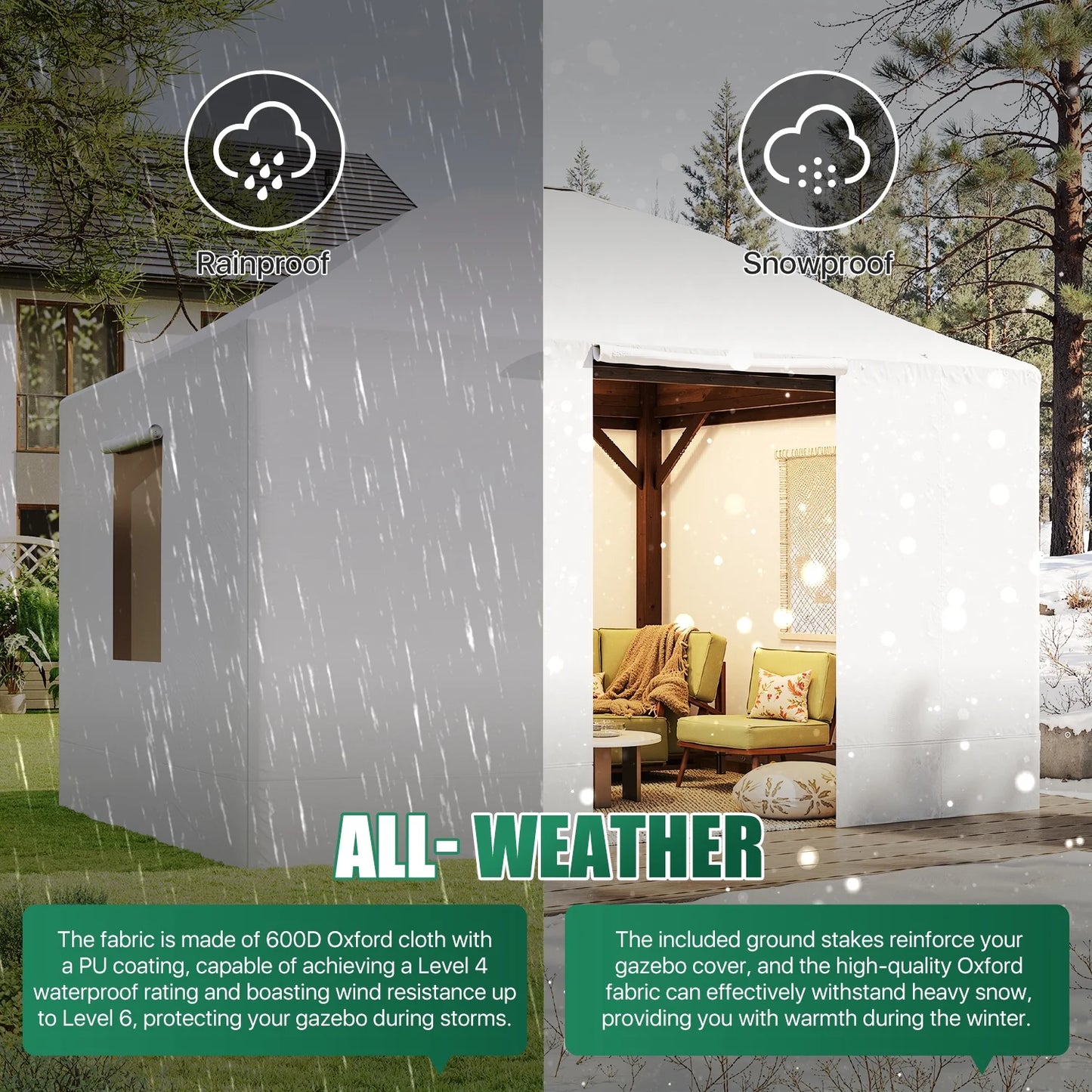 Clouddwell 10'x12' Hardtop Winter Gazebo Cover - All-Weather Waterproof Enclosed Storage with Sidewalls & Screens, White (Gazebo Not Included)